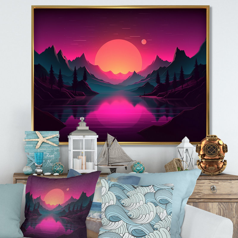 «Pink Nebular Wonderland III», reproduction, H 30 po x l 40 po x P 1,5 po, Cadre flottant doré