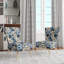 Chaise d'appoint de style campagnard, revêtue de velours, motif faune de renoncules blanches et bleues, chaise d'appoint bleue