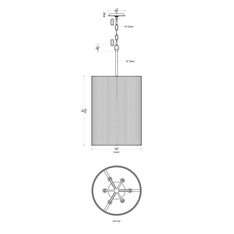 Luminaire suspendu échelle Jacob's - or français - l 16 po x H 24,5 po