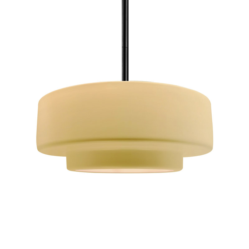 Luminaire suspendu à 1 lumière Meydan, Jaune atténué, H 5,25 po x l 14,5 po x P 14,5 po, Matte Black