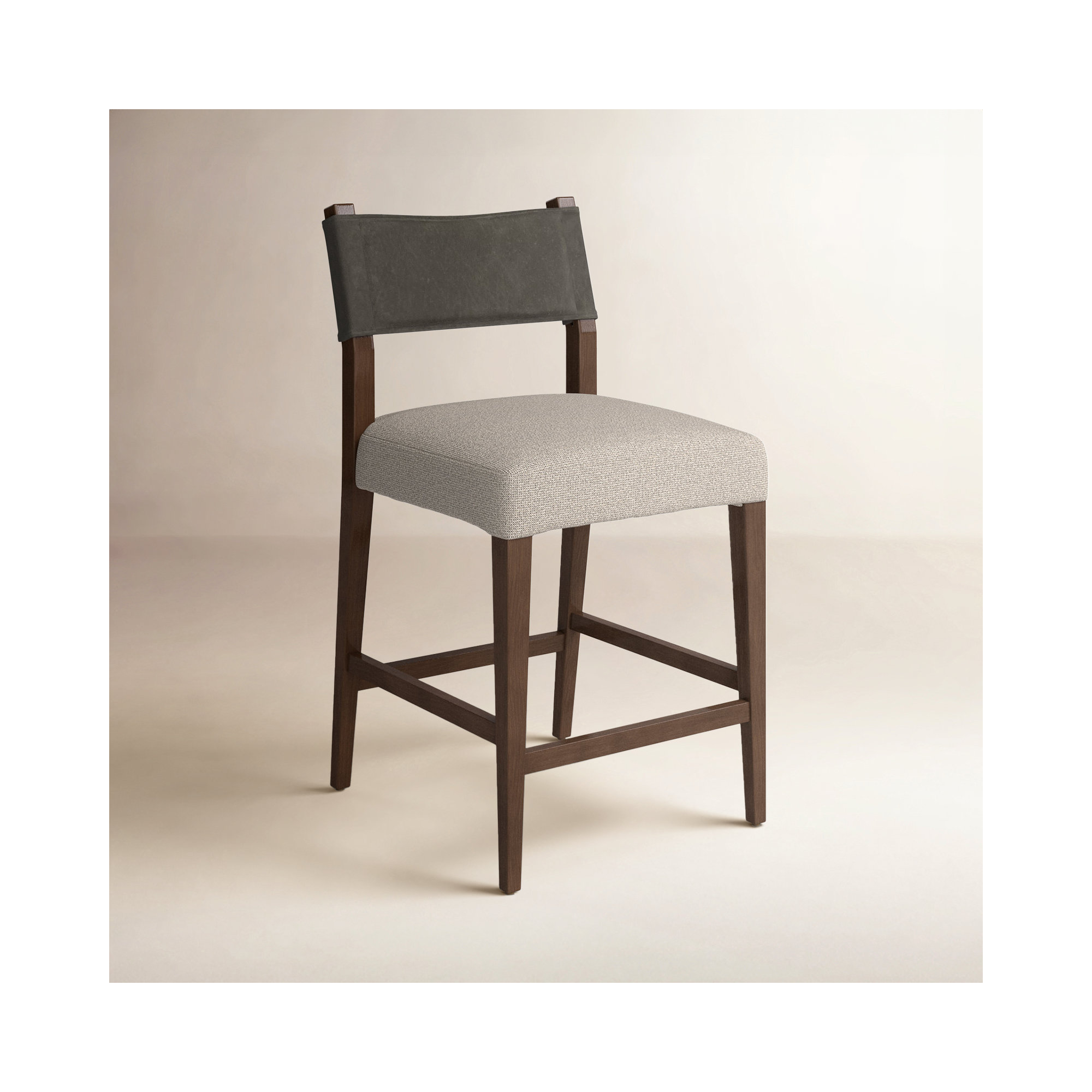 Lorretta Leather Stool, Antique Sable, Tulsa Ink/Rayon/Viscose, Counter Stool (25.98" Seat Height)