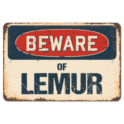 Decal-Lemur_Beware Of Lemur Rustic Sign Signmission Classic Rust Décoration Plaque murale