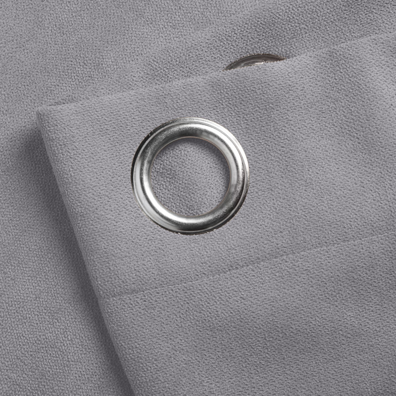 Nalaiyah Velvet Chenille Eyelet Curtains, 142cm Width x 183cm Drop, Silver