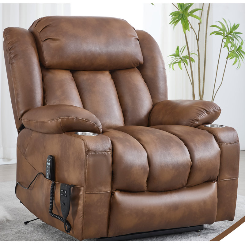 Fauteuil inclinable Power Lift avec double moteur, massage 8 points, chaleur lombaire, capacité de 350 lb, brun