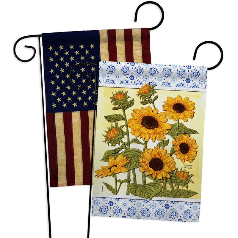 Drapeau de jardin tournesols en polyester 18 po x 13 po
