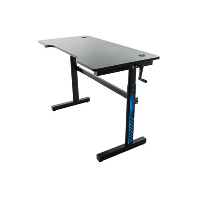 Adjustable Solid Wood Top Metal Base Computer Desk