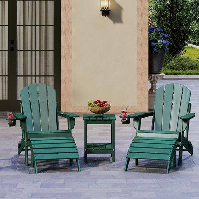Ensemble de 5 chaises Adirondack Hdpe pliables avec table et repose-pieds