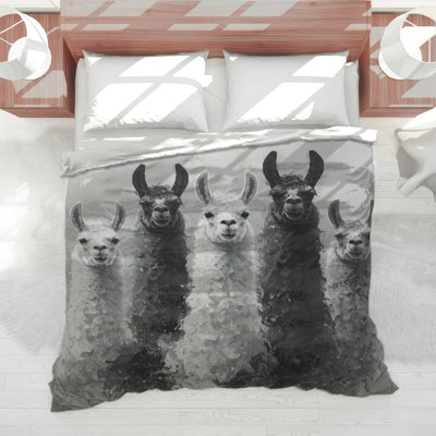 Édredon noir et blanc Lamas