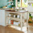 45" X 36" Solid Wood Kitchen Prep Island - Walnut And Cream White 2 Open Shelves For Rustic Style Homes Table Compact Spaces