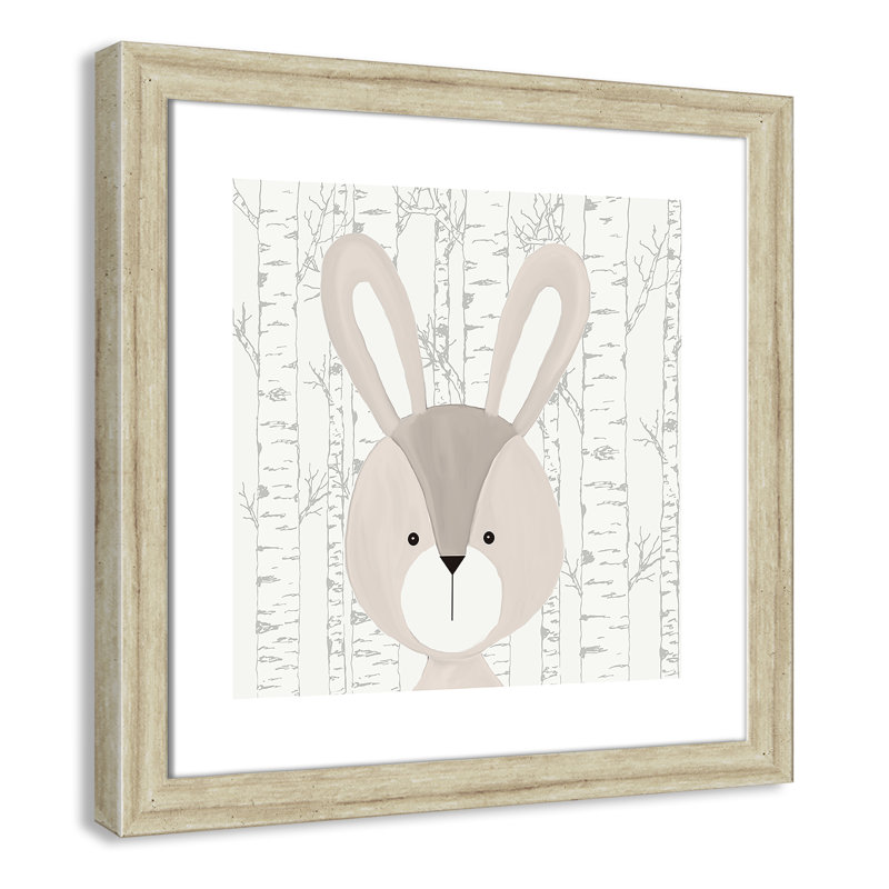 Woodland Friends 3, art encadré, H 16 po x l 16 po x P 0,6 po, Cadre plat beige