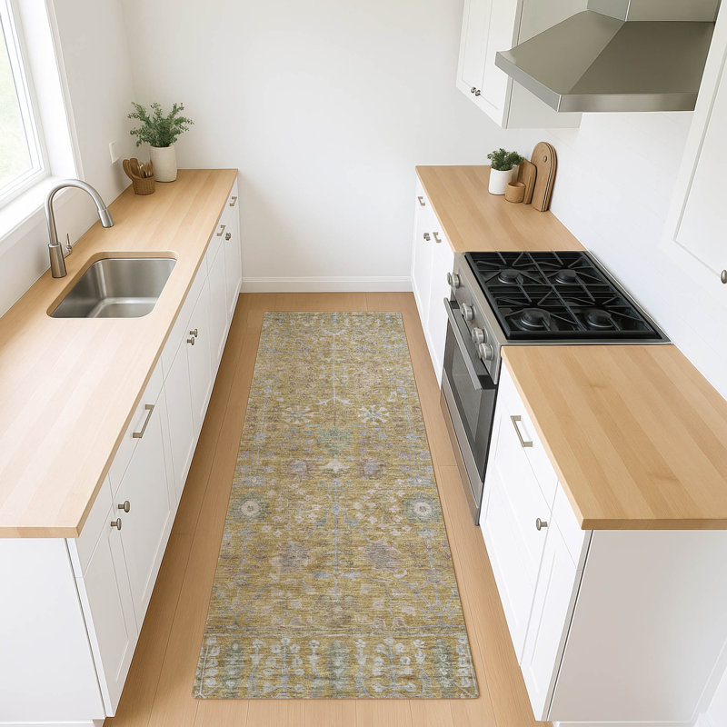 Machine Washable Indoor/Outdoor Kaczor ACN2231 Global Rug, Runner 2'3" x 7'6"