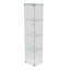 4-Tier Single Door Glass Display Cabinet with LED Puck Light, Tall Frameless Curio Cabinet with Glass Top, Black/White-929724133
