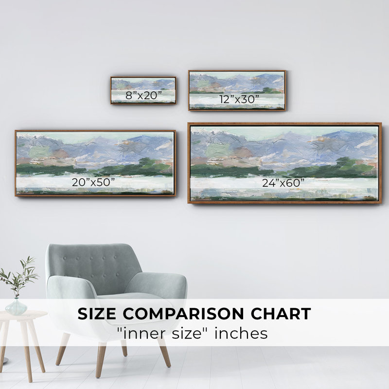 «Pastel Mountain View II», toile encadrée, H 12 po x l 30 po x P 1,5 po, Noyer