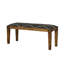 Élégant banc rembourré en noir et blanc pour la décoration intérieure en bois de manguier contemporain avec tissu