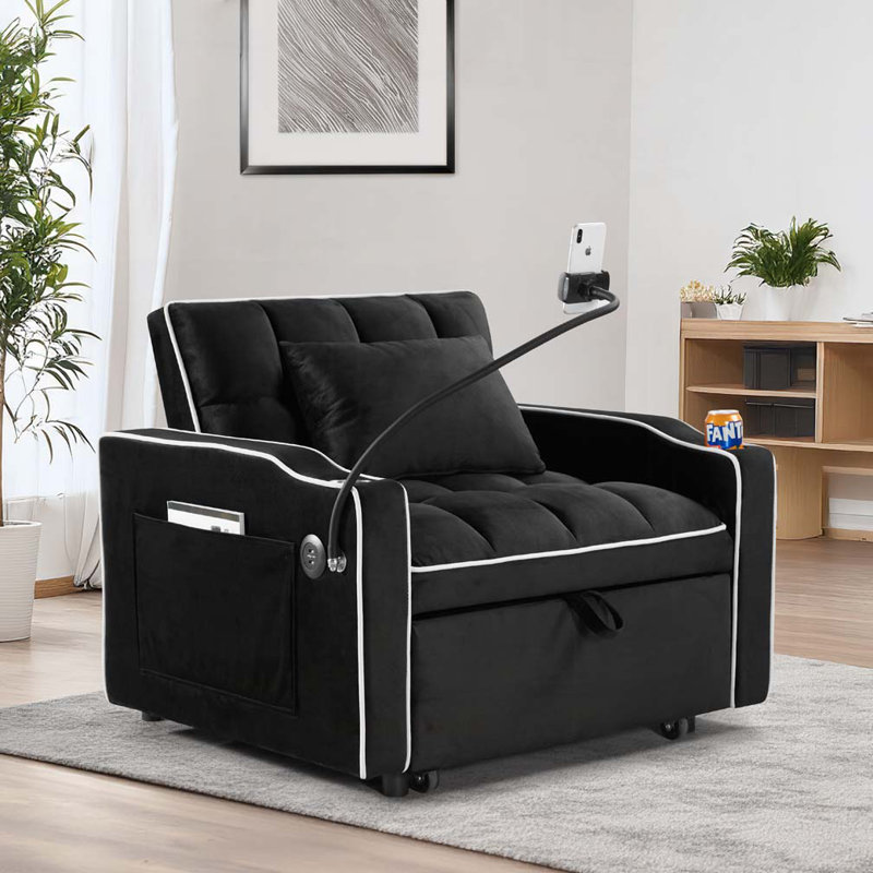 Convertible Sleeper Chair, Black