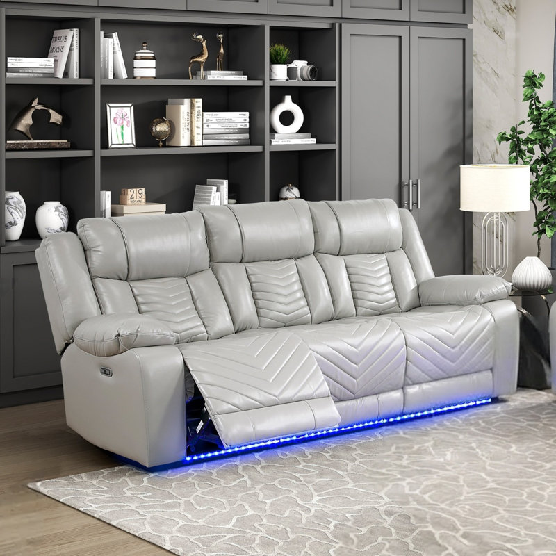 Ensemble de canapés inclinables gris 2 pièces, Gray Faux Leather