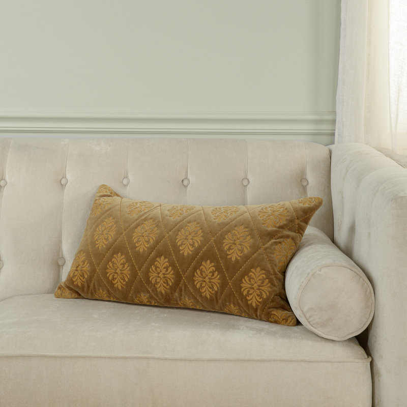 Coussin en coton, Or foncé, Mélange de duvet