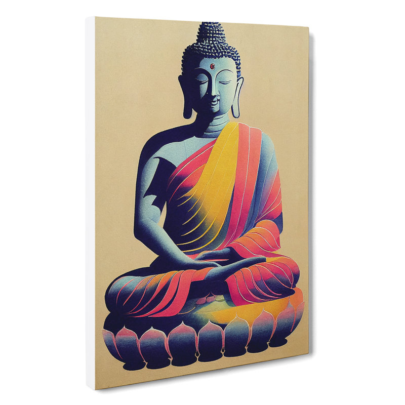 XC1022-1541X Colourful Buddha No.4 - Wrapped Canvas Print, 50cm H x 35cm W x 3cm D