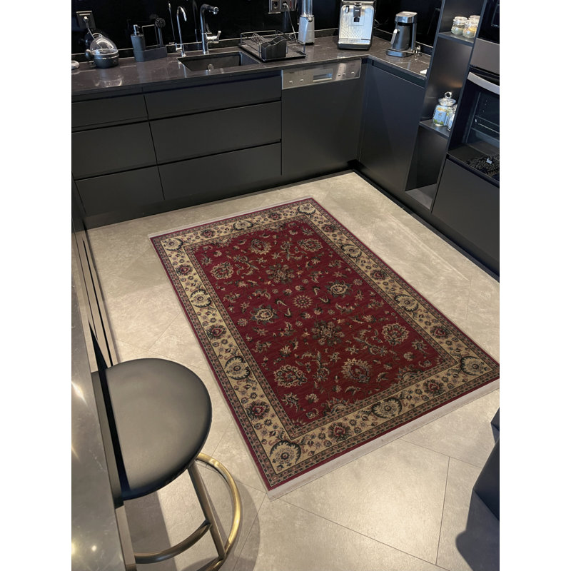 Tapis brun en polypropylène à imprimé numérique Antonios, Tapis de couloir 2 pi 8 po x 6 pi 7 po