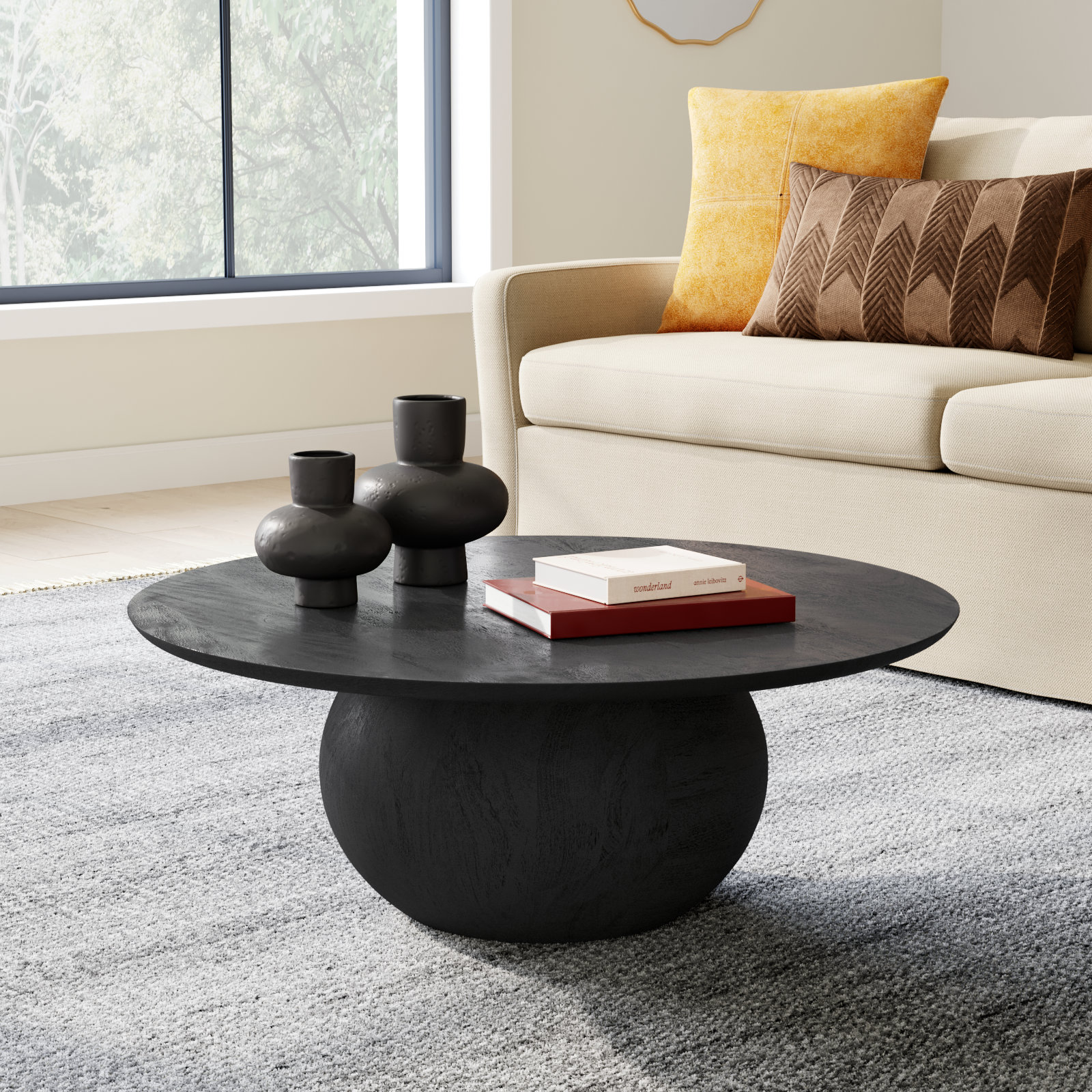 Iver Solid Wood Single Coffee Table, Black