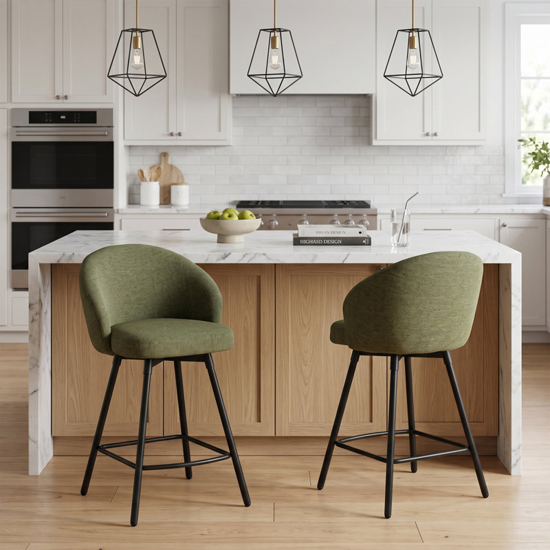 Tabouret de comptoir pivotant 26 po Yandier, Olive