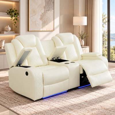73.5" Premium Faux Leather Power Reclining Living Room Loveseat Sofa