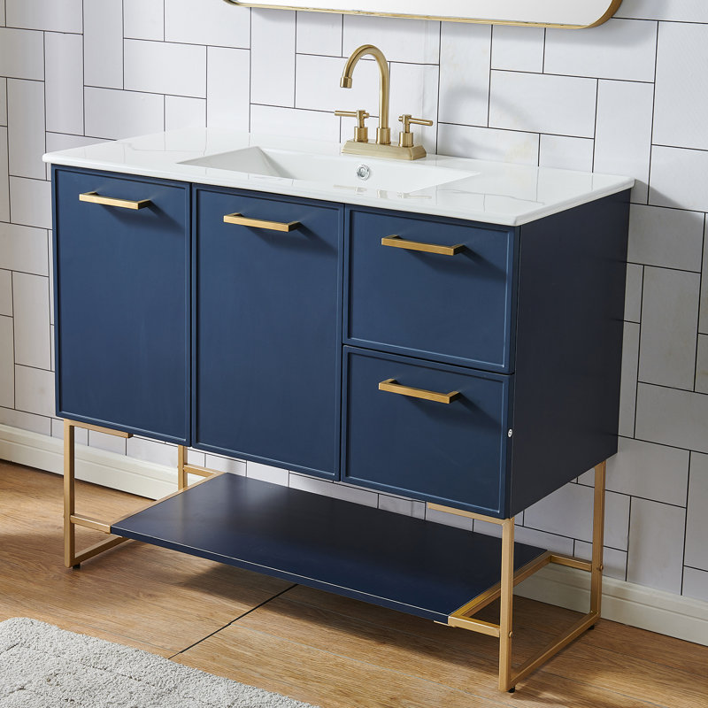 Ensemble de meuble-lavabo simple moderne 2 portes et 2 tiroirs Leiyton