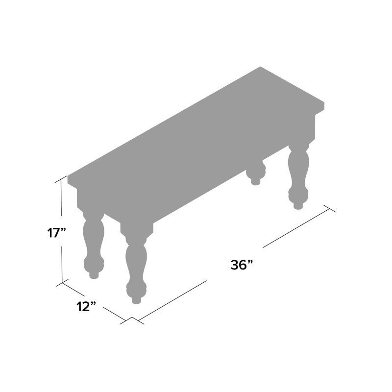 Gephart Solid Wood Bench, 17" H x 36" W x 12" D