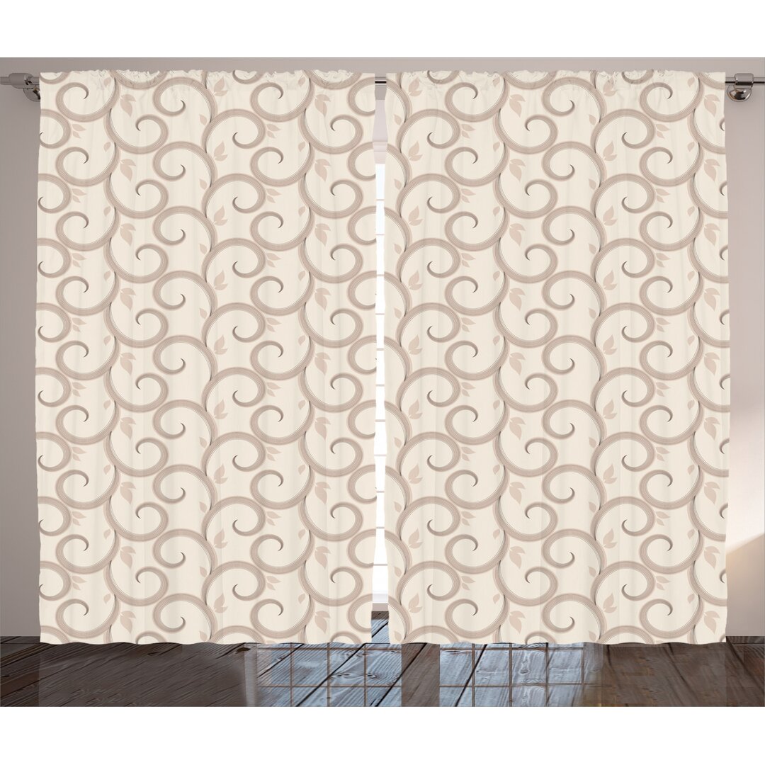 Rustikaler Vorhang, Barock Retro Floral, Exotisch, Beige