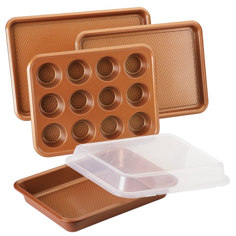 Ayesha Curry Bakeware Nonstick Loaf / Meatloaf / Bread Pan Set, 2 Piece,  Copper