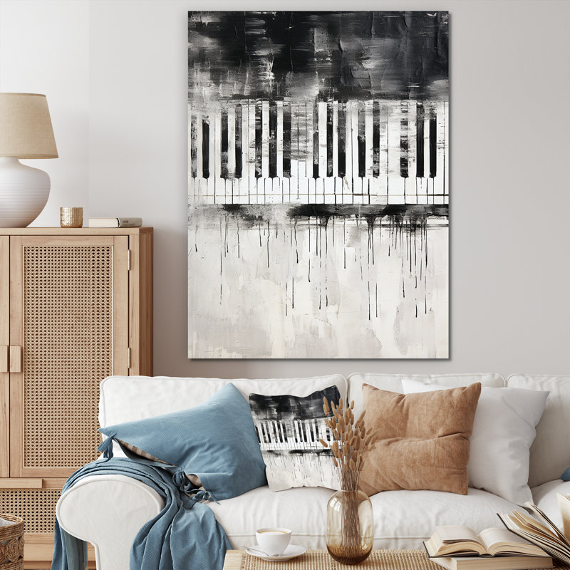 «Piano Keys Tranquility Midnight Black» sur toile, Toile tendue, H 44 po x l 34 po