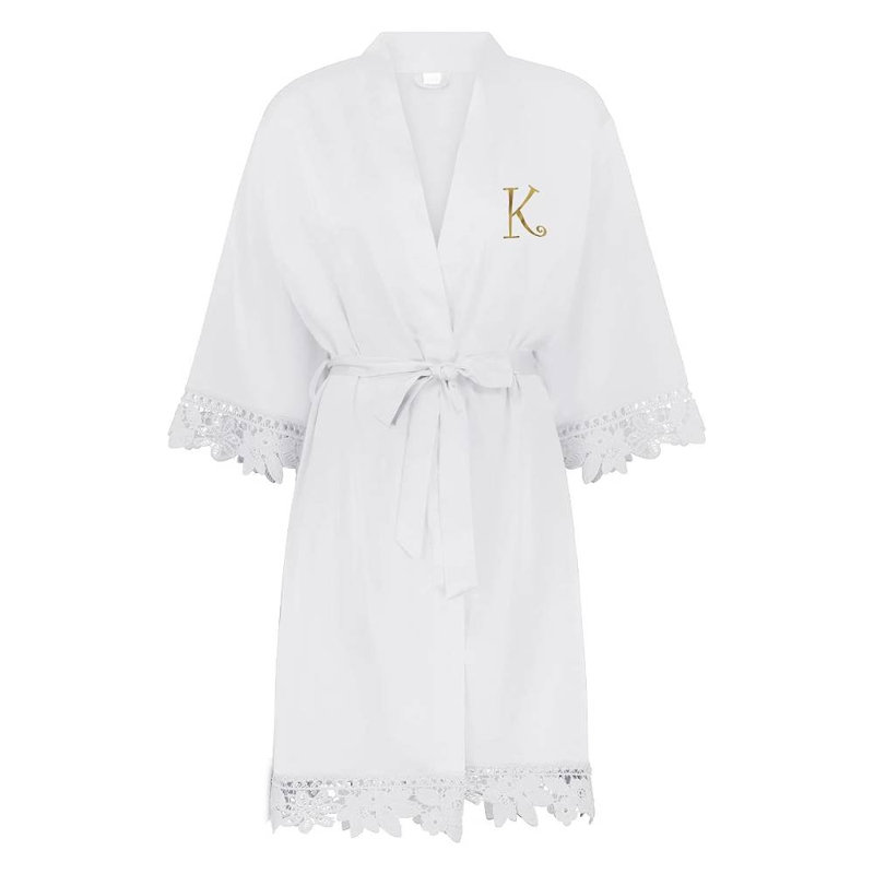 Peignoir en satin de satin fille au-dessus du genou, SL, Oui, Blanc