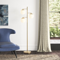 Menahan Metal Floor Lamp with Glass Globe Shade