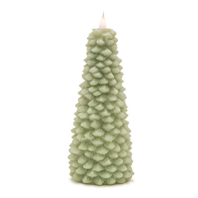 Glittered Pine Tree Candle 8"H