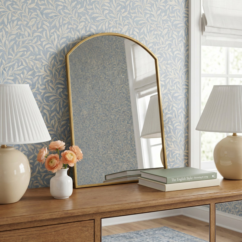 Pemberley Arched Metal Framed Standing Mirror