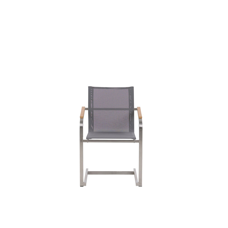 Klothilde Stacking Patio Dining Armchair with Cushion, Grey