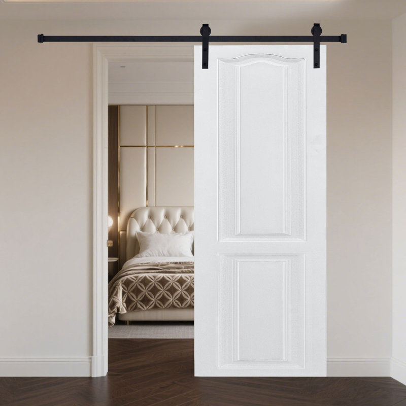 CNC Crafted Modern Door 3/4" Thick 23 In. X 84 In. MDF White Barn Sliding Door With Hardware Kit, 30 po x 84 po