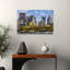 Golden Bridge Pittsburgh Skyline Modern Vibrant Abstract Architecture City Wall Art Print 1 Piece Wrapped Canvas Wall Art-1484960089
