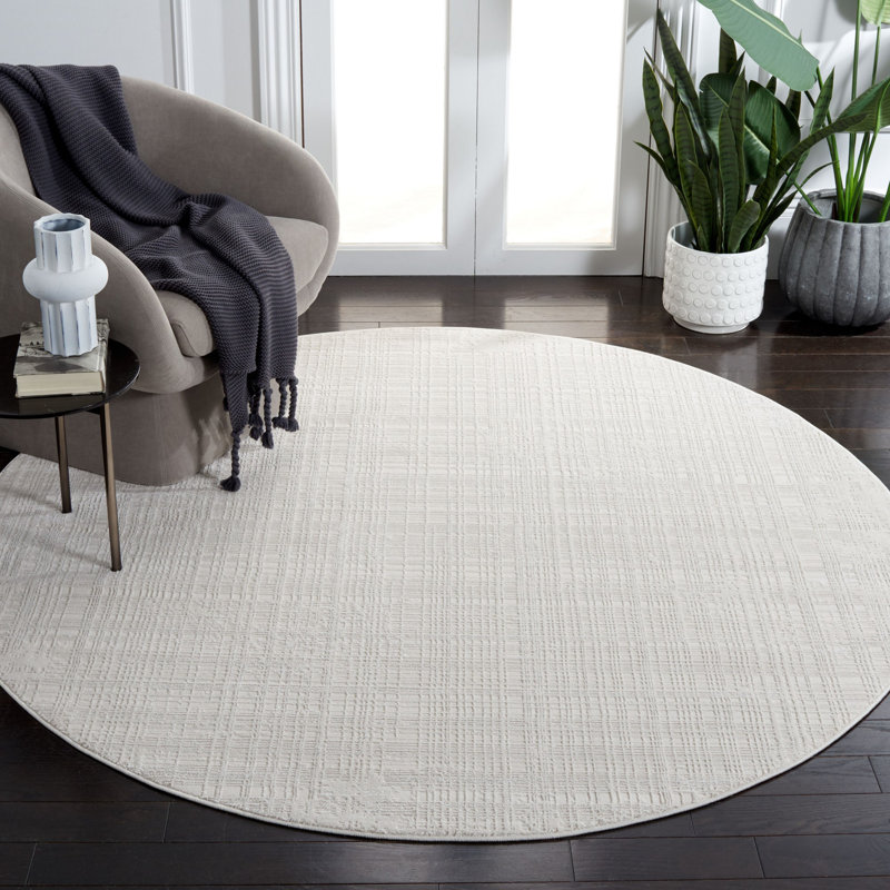 Tapis à motif abstrait de performance Lazerrick Whisper, Rond 6 pi 7 po