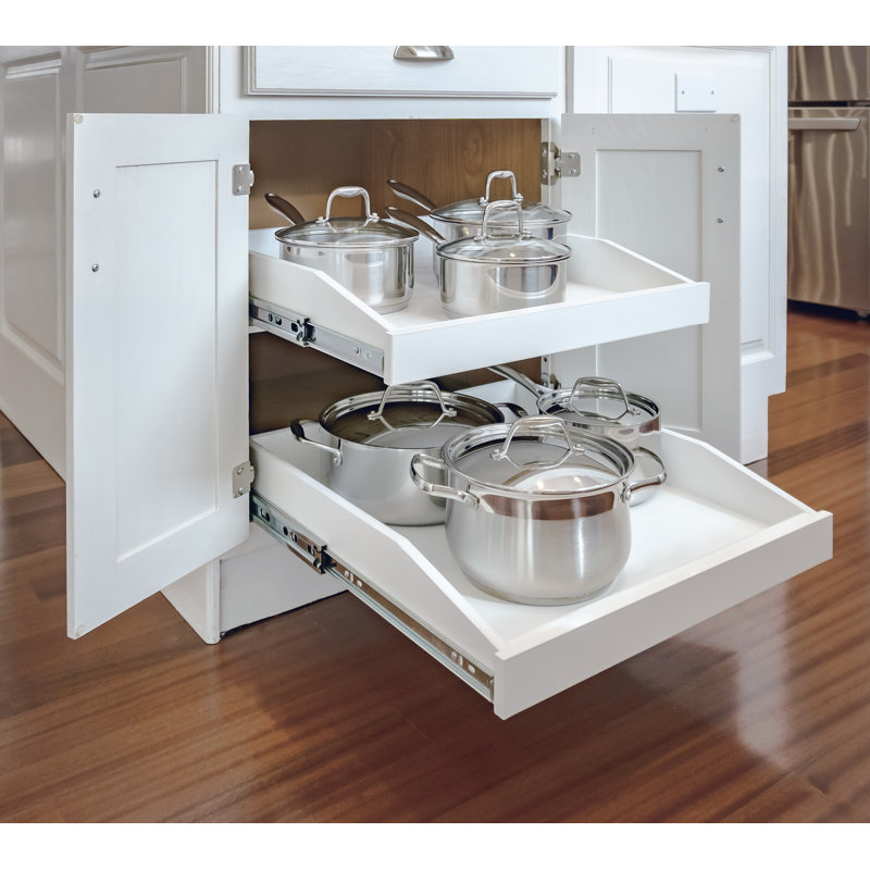 Slide-A-Shelf Made-To-Fit Slide-Out Shelf All White Finish - Full Extension Rails With Soft Closing Feature, 18.5", 17.5"
