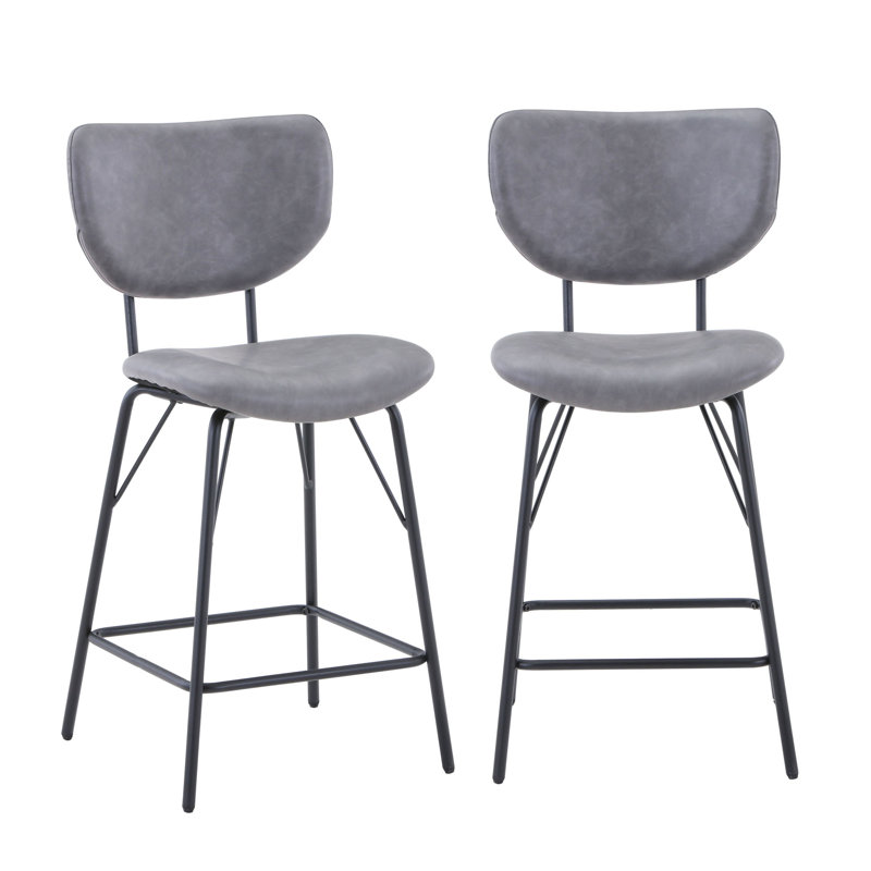 Dawlish Upholstered Counter Stool with Metal Frame, Gray