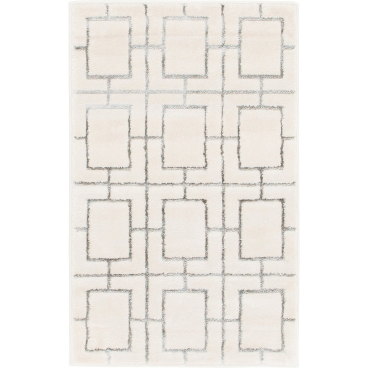 Glam Geometric White Silver Area Rug