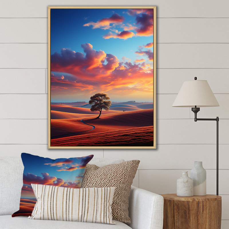 «Landscape Colorful Horizons II», art mural sur toile, H 20 po x l 12 po x P 1 po, Cadre naturel flottant