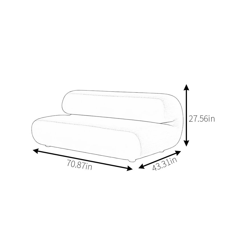 Canapé Retro Slouchy Curly, 2, Blanc cassé / blanc, H 27,56 po x l 70,87 po x P 43,31 po