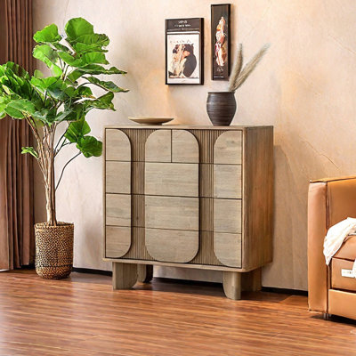 Elegant Stacked Wood Storage Accent Chest.