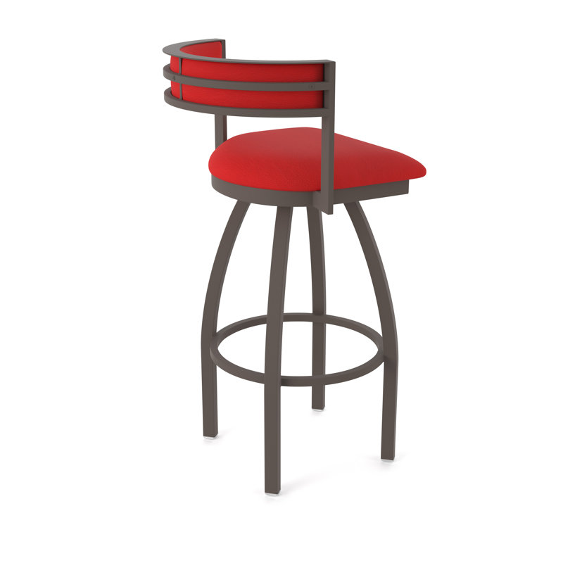 Tabouret Artémis, Tabouret de bar (siège d'une hauteur de 30 po), Bronze, Vinyle - rouge Canter