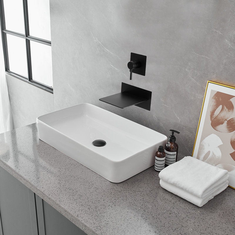 Robinet de salle de bain mural, Noir mat