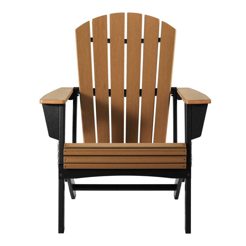 Folding Adirondack Chair, Black, Tan/Black
