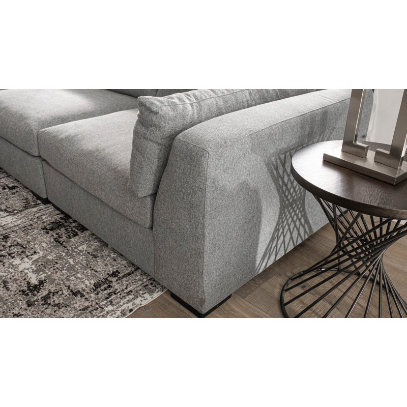 Thomas 136" Wide Symmetrical 3 Piece Modular Corner Sectional, Gray Polyester Blend