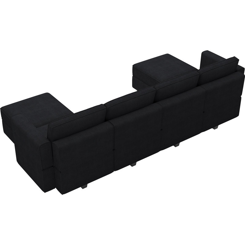 Nairoby 7-Piece Velvet Symmetrical Upholstered Modular Sectional Sofa Set Storage Sofa Apartment Couch 4-Seat Sofa with 2 Ottomans